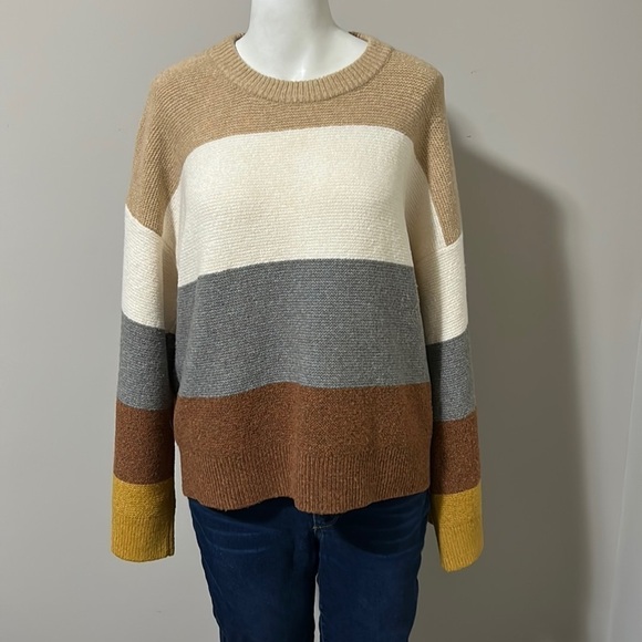 MADEWELL Andria Pullover Sweater in Coziest Yarn Wide Sleeves Heather Honey Sz L - Picture 5 of 14